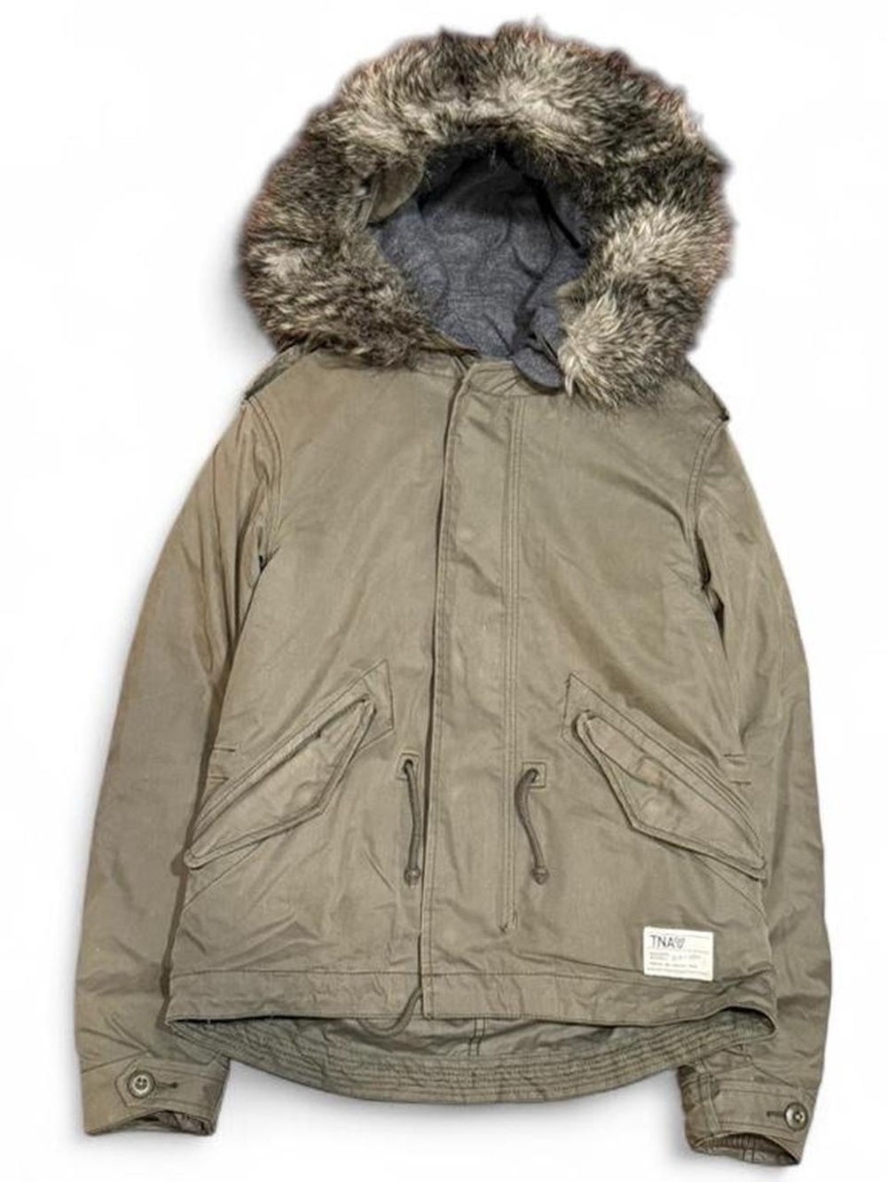 Y2K TNA Sandhurst Fur Hooded Military Utility Parka Jacket